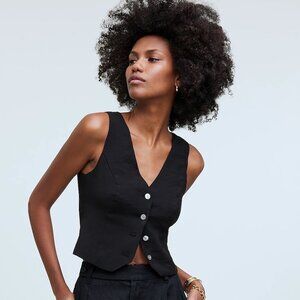 Madewell Katrina Crop Vest Top in Softdrape Black Size 0